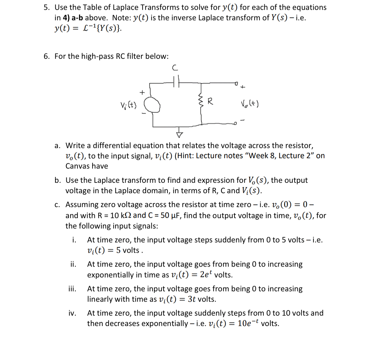 Use the Table of Laplace Transforms to solve for