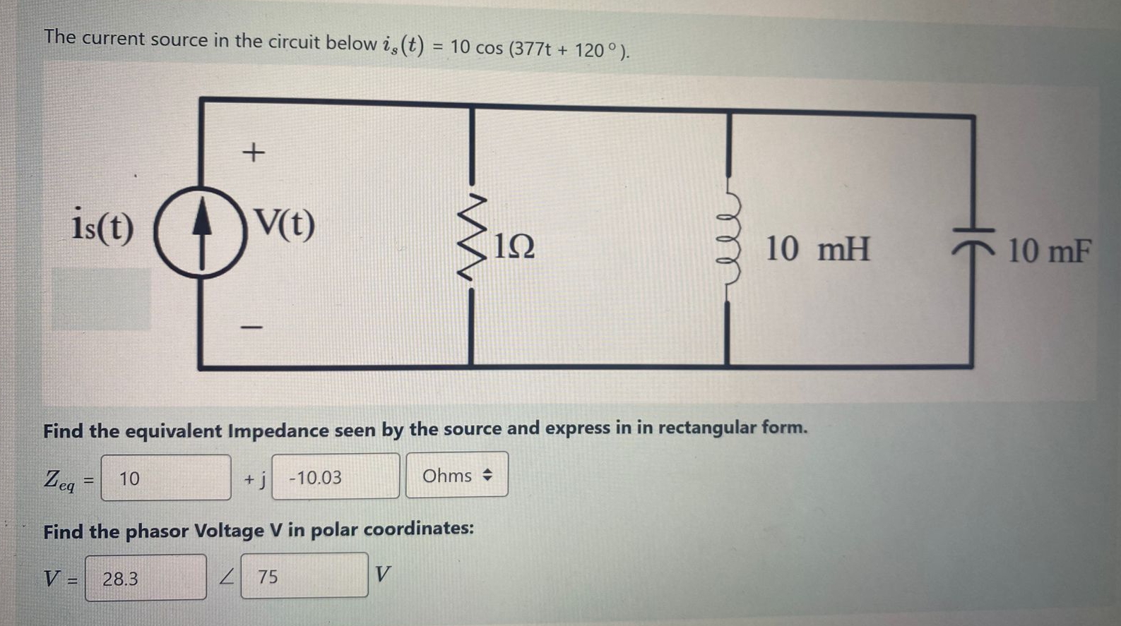 The current source in the circuit below i s ( t )