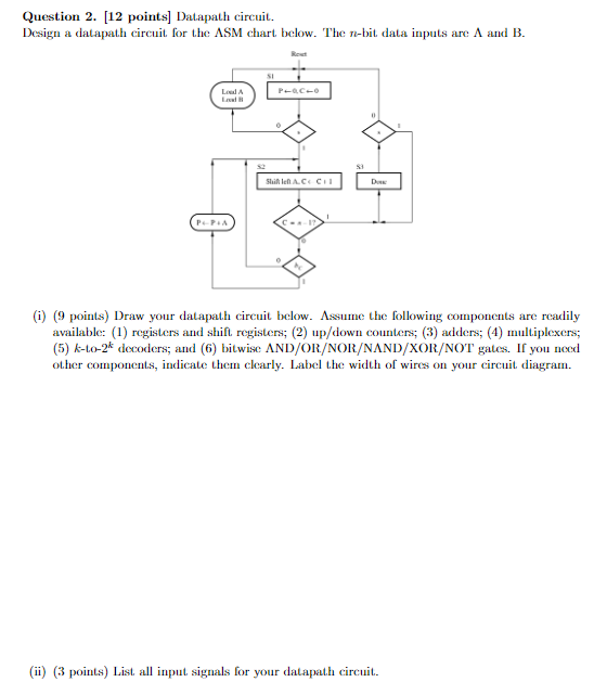 Question 2 . [ 1 2 points ] Datapath circuit.