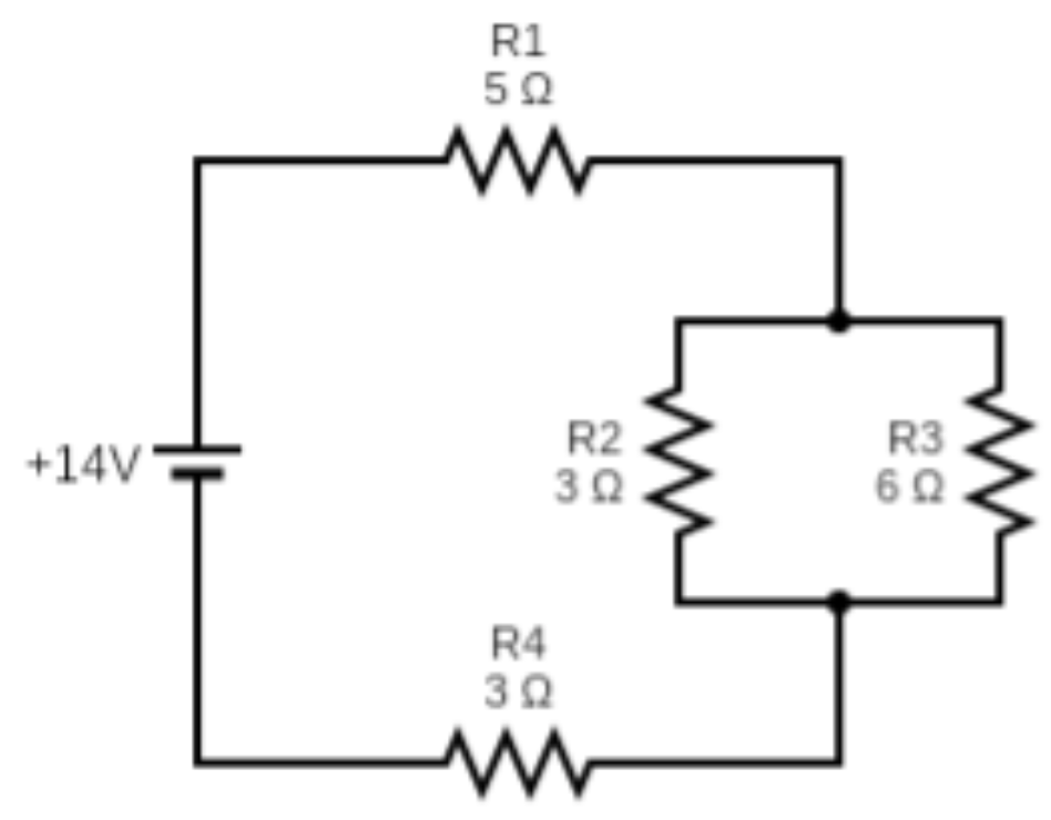 For the following circuit, what is the current