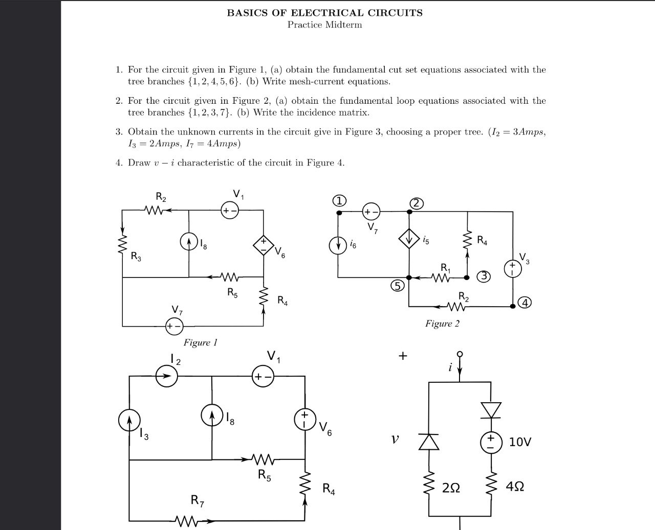 BASICS OF ELECTRICAL CIRCUITS Practice Midterm