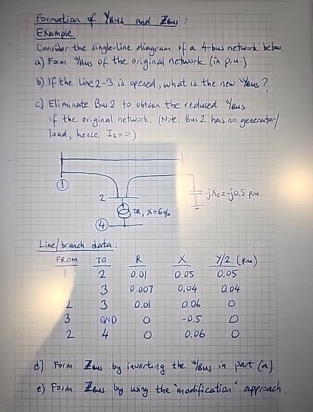 Focmation of Y B u s and Z B u s : Example