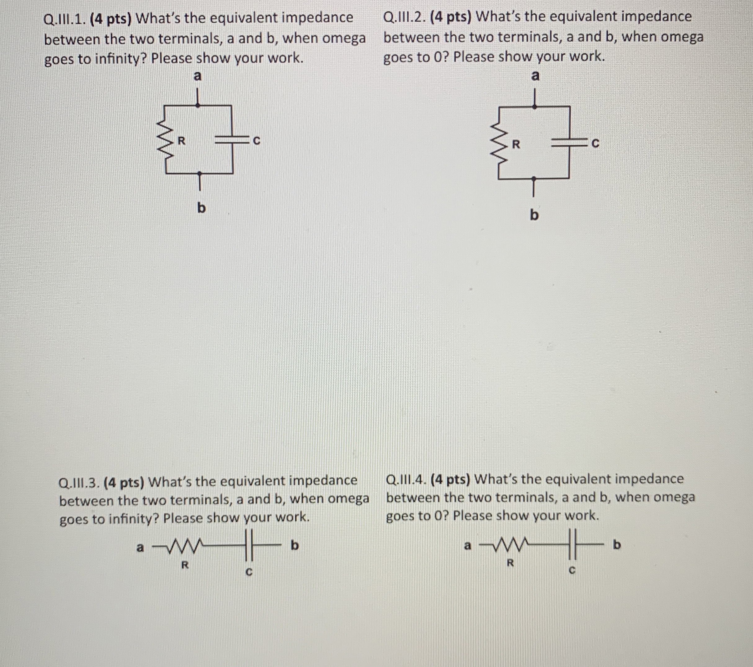 Q . III . 1 . ( 4 pts ) What's the equivalent