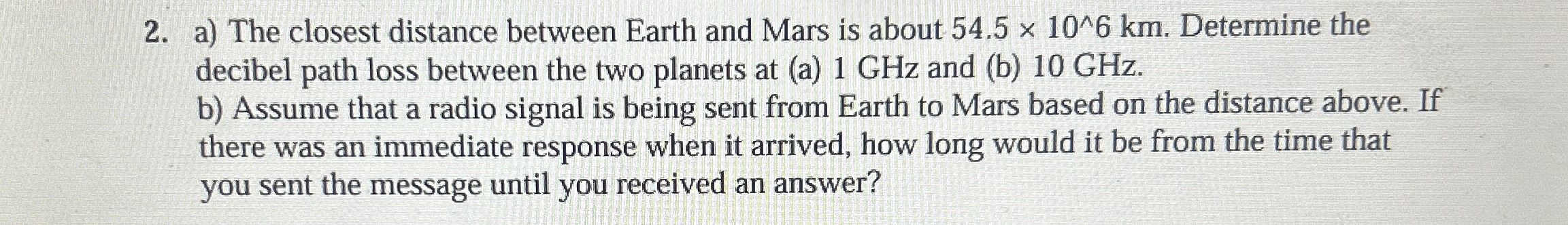 a ) The closest distance between Earth and Mars