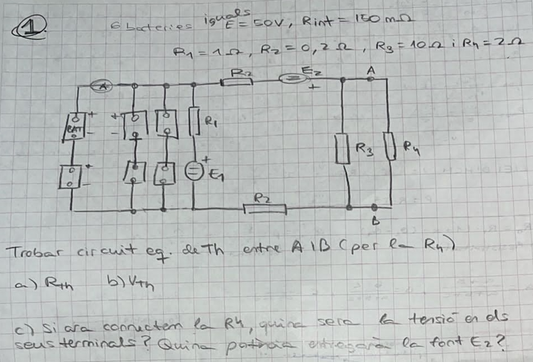 It is requested: Find the Thevenin equivalent