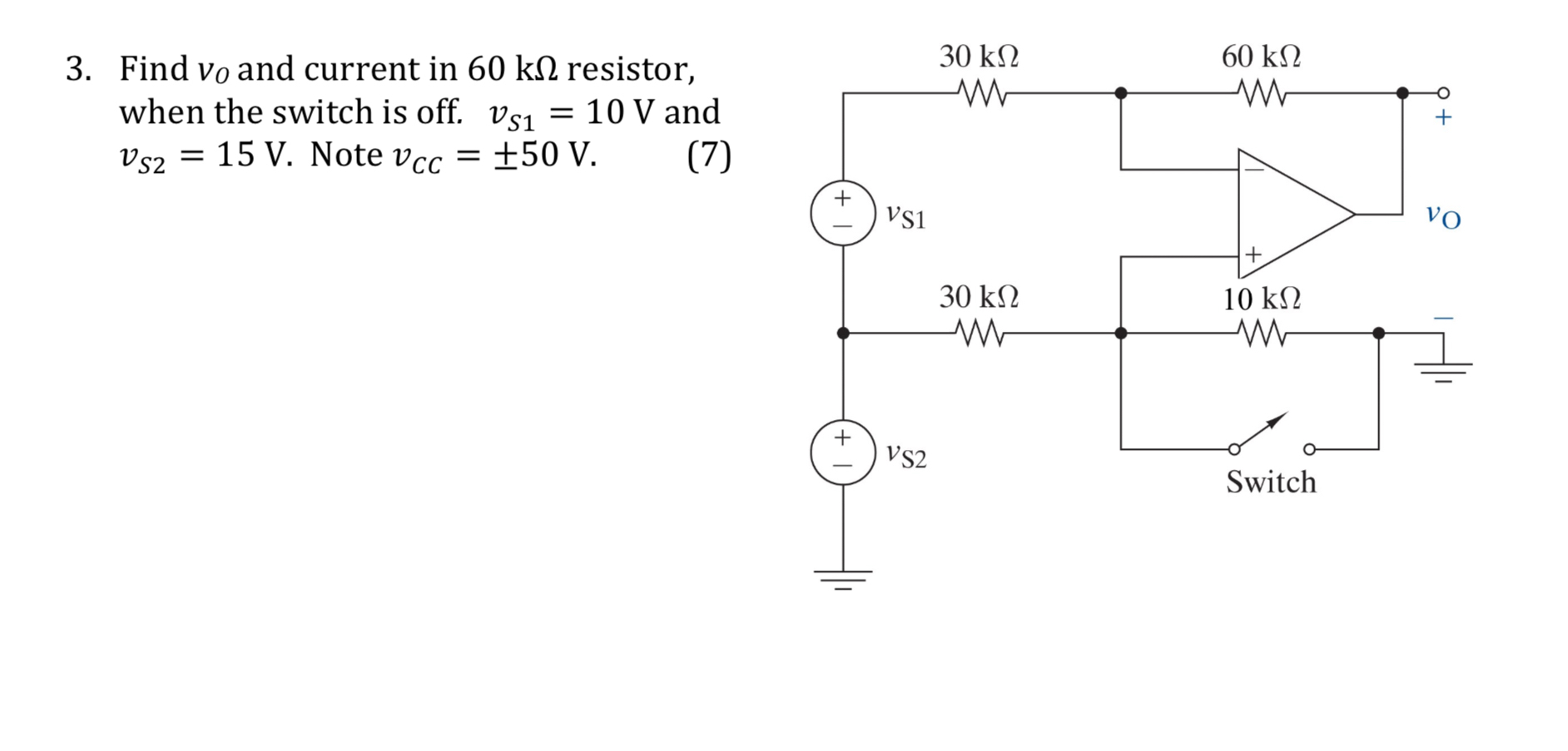Find v O and current in 6 0 k resistor, when the