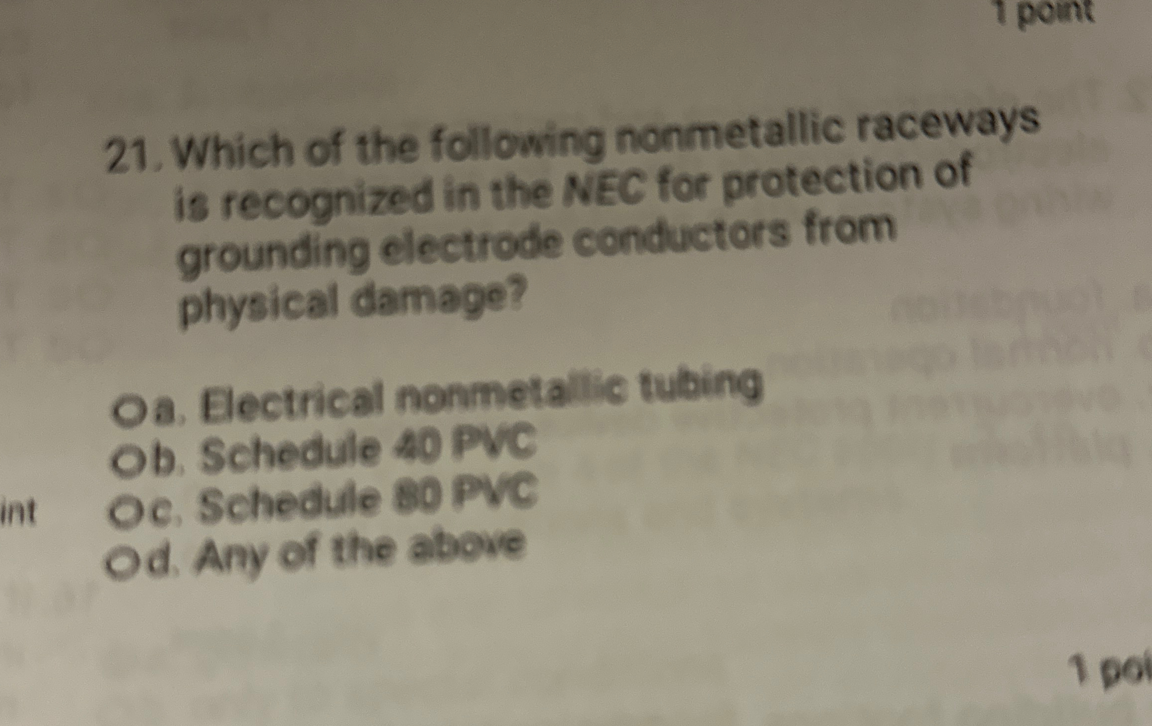 1 pount 2 1 . Which of the following nonmetallic
