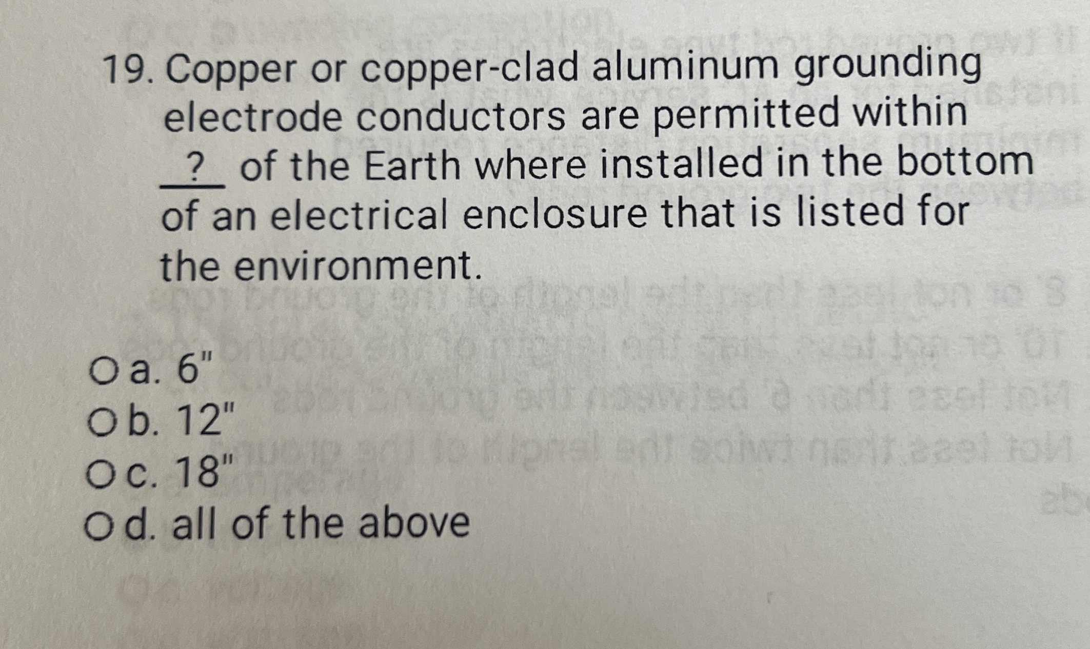 Copper or copper - clad aluminum grounding