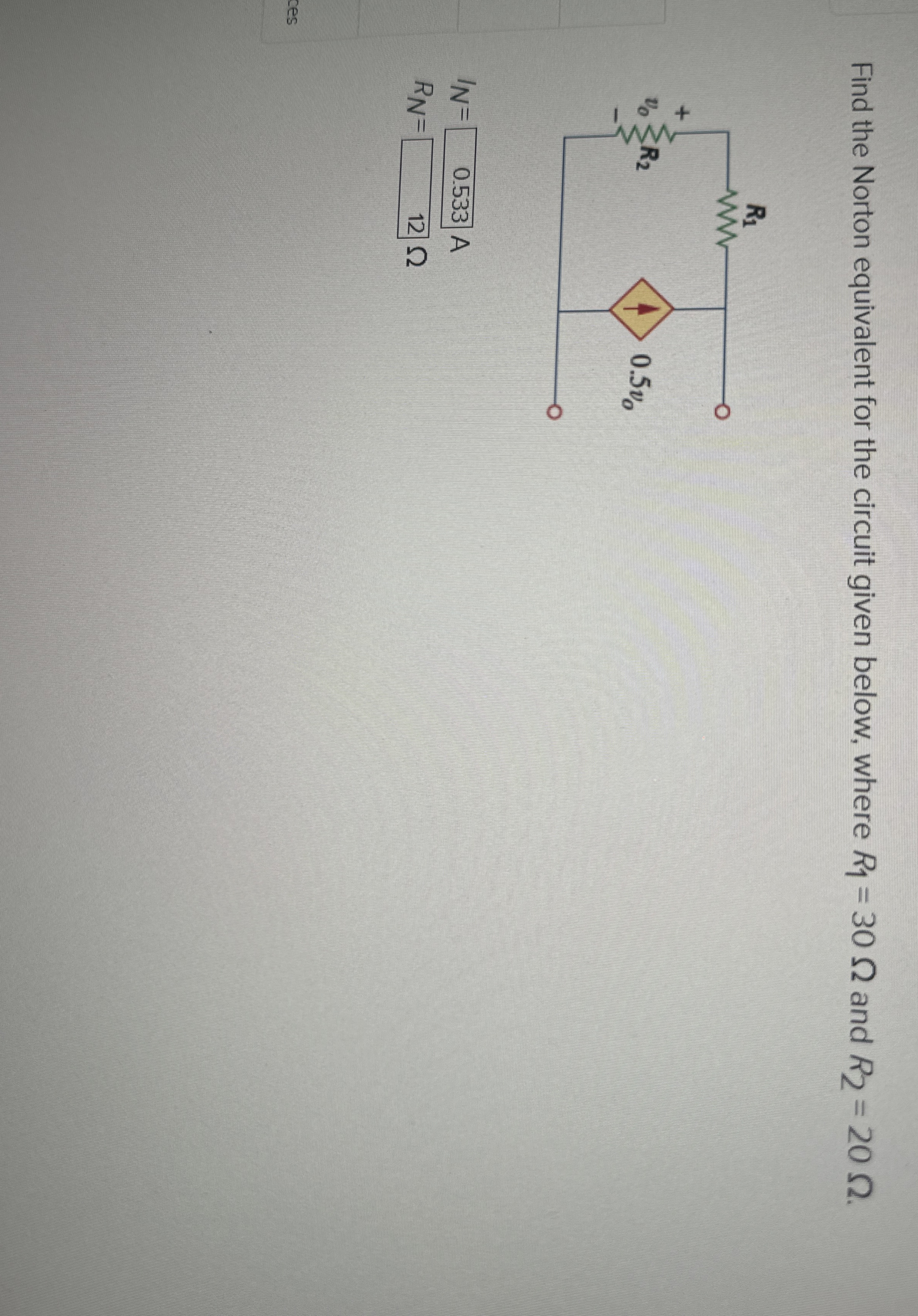 Find the Norton equivalent for the circuit given