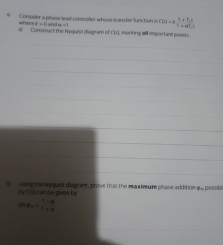 9 Consider a phase lead controller whose transfer