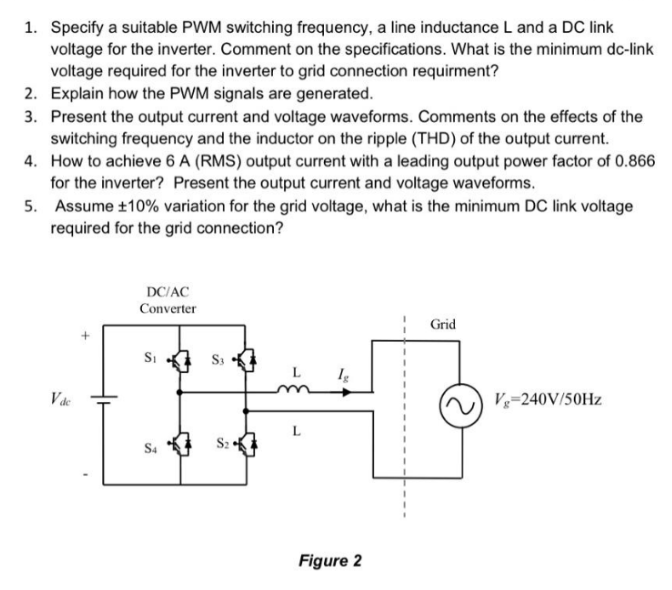 1 . Specify a suitable PWM switching frequency, a