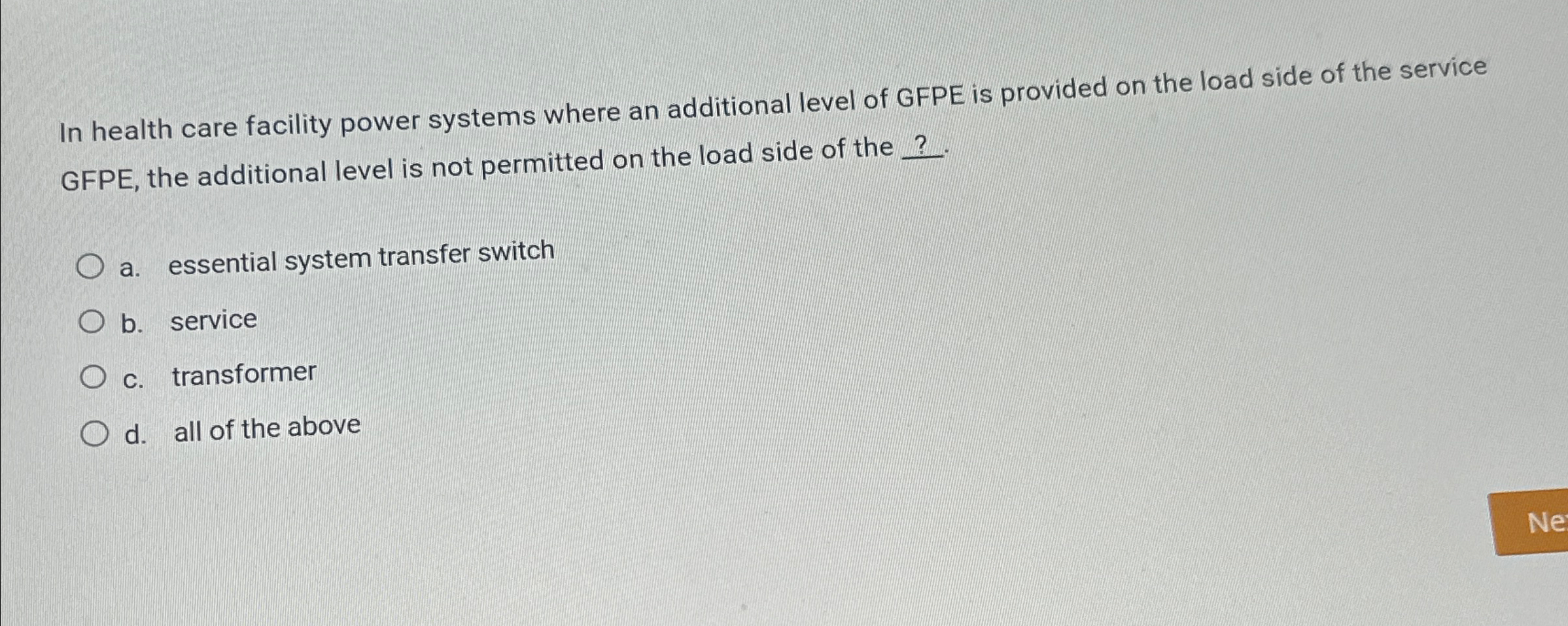 In health care facility power systems where an