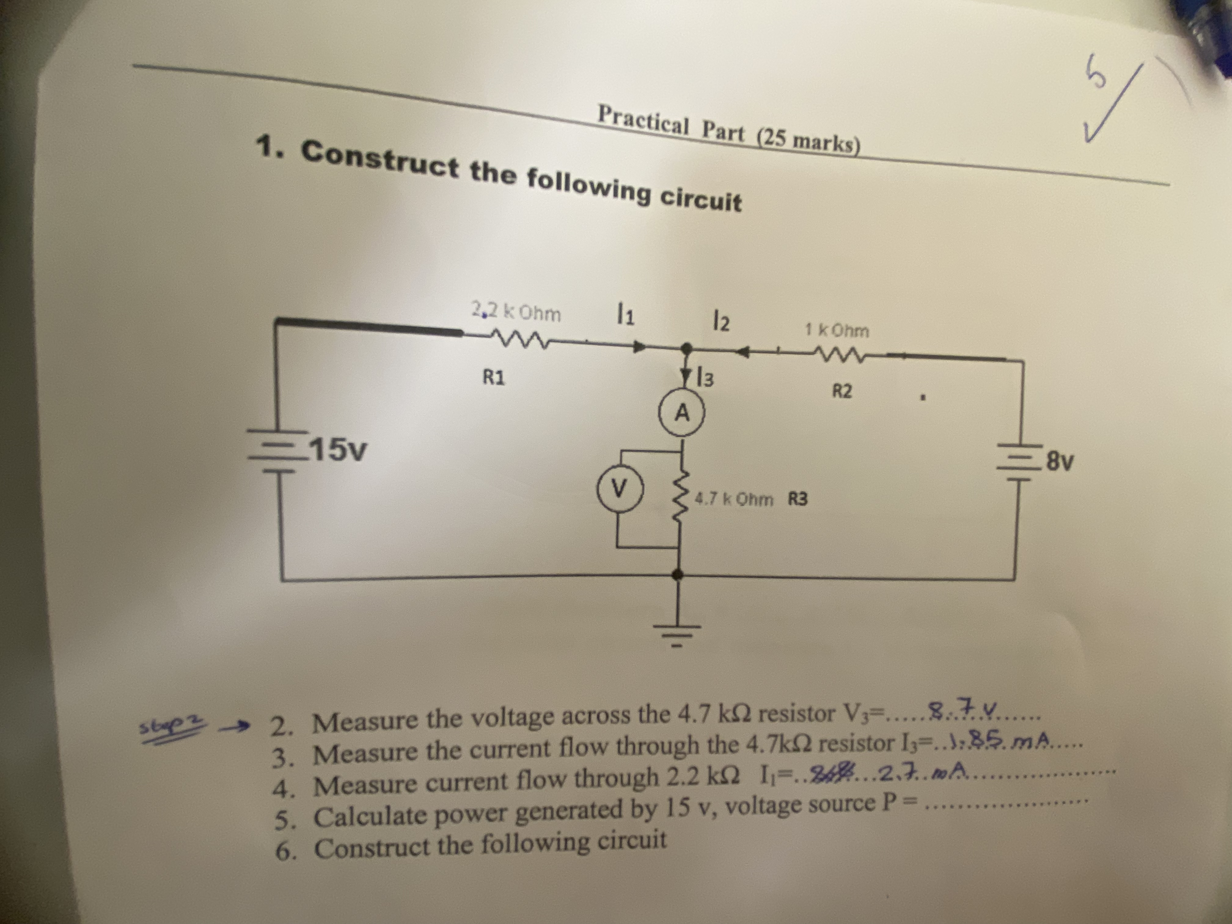 Practical Part ( 2 5 marks ) Construct the
