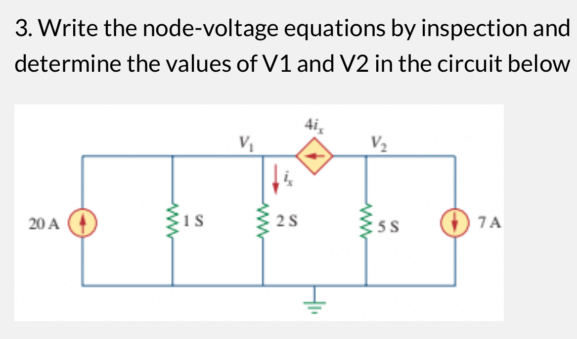 Write the node - voltage equations by inspection