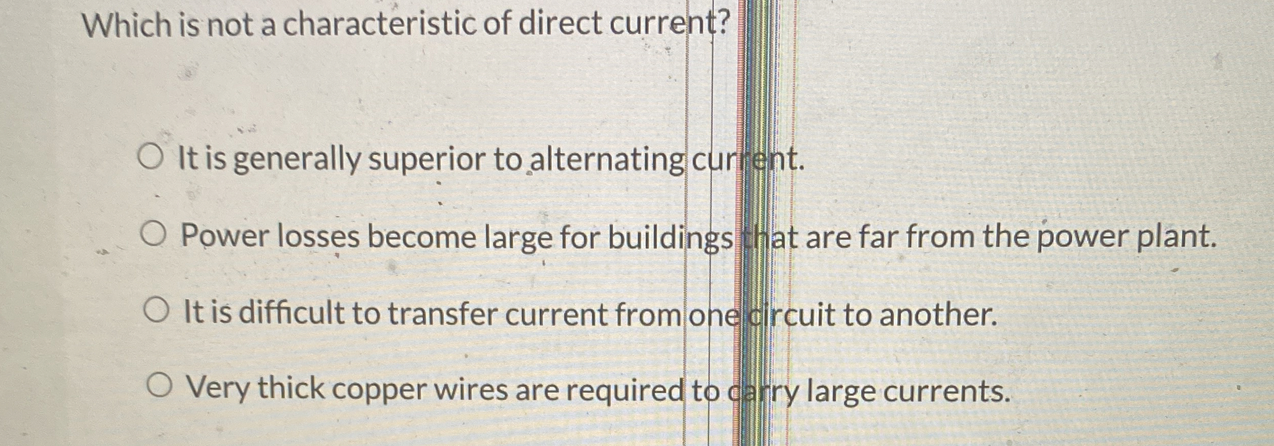 Which is not a characteristic of direct current?