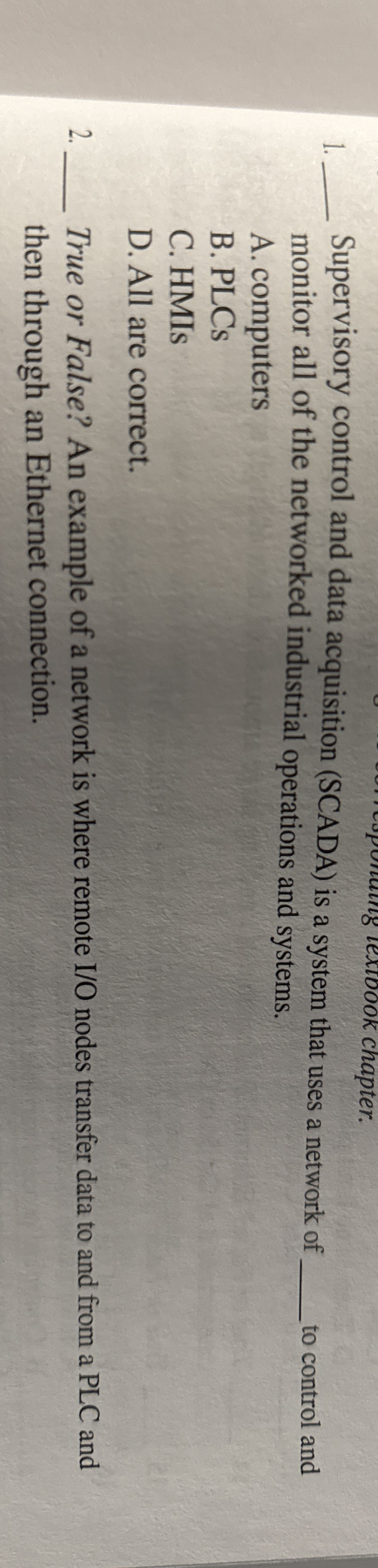 1 Supervisory control and data acquisition (