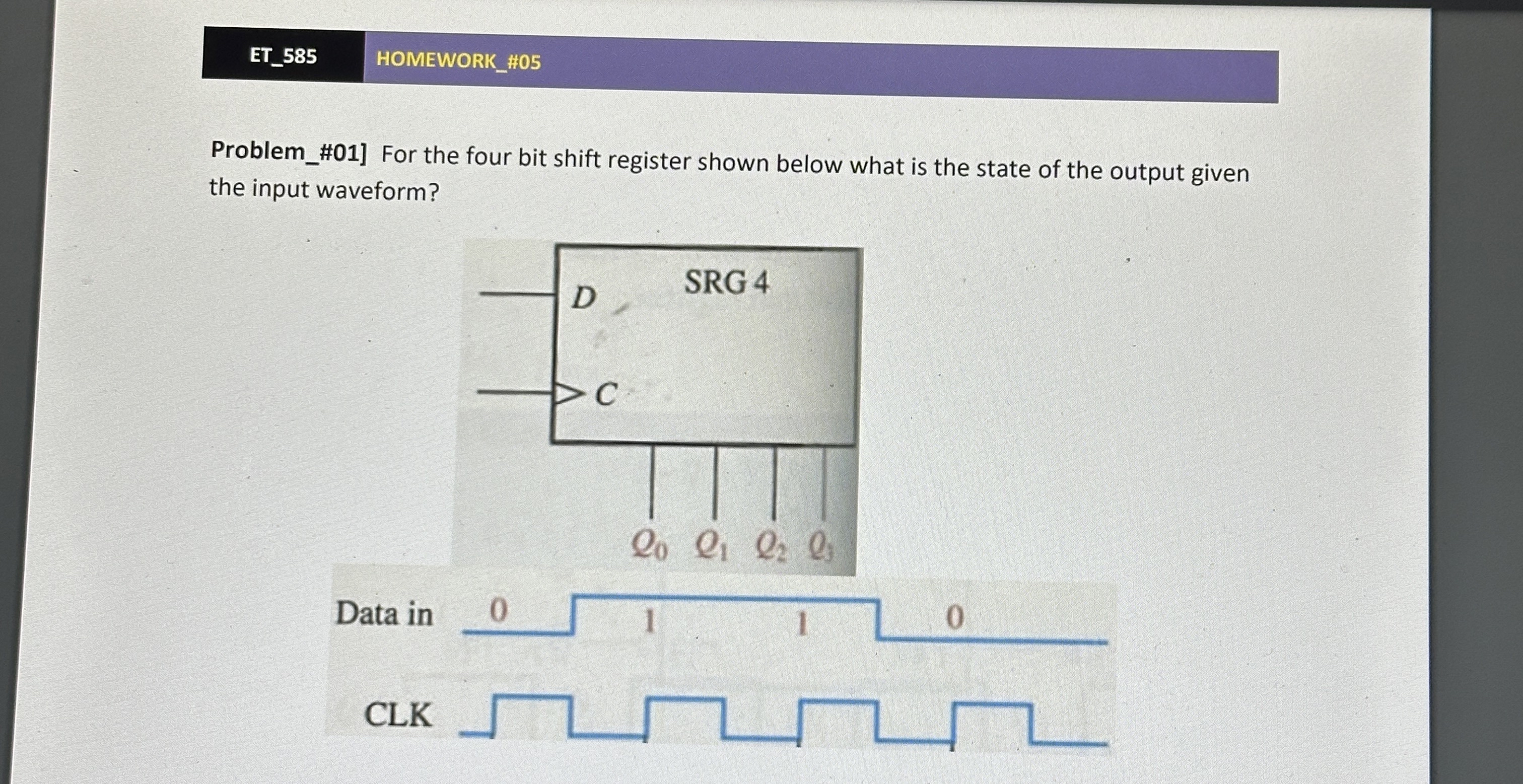 ET _ 5 8 5 HOMEWORK _ # 0 5 Problem _ # 0 1 ] For