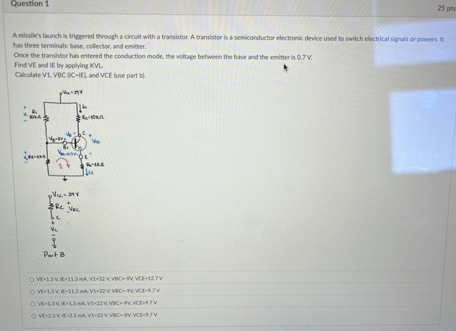 Question 1 2 5 pts A missile's launch is