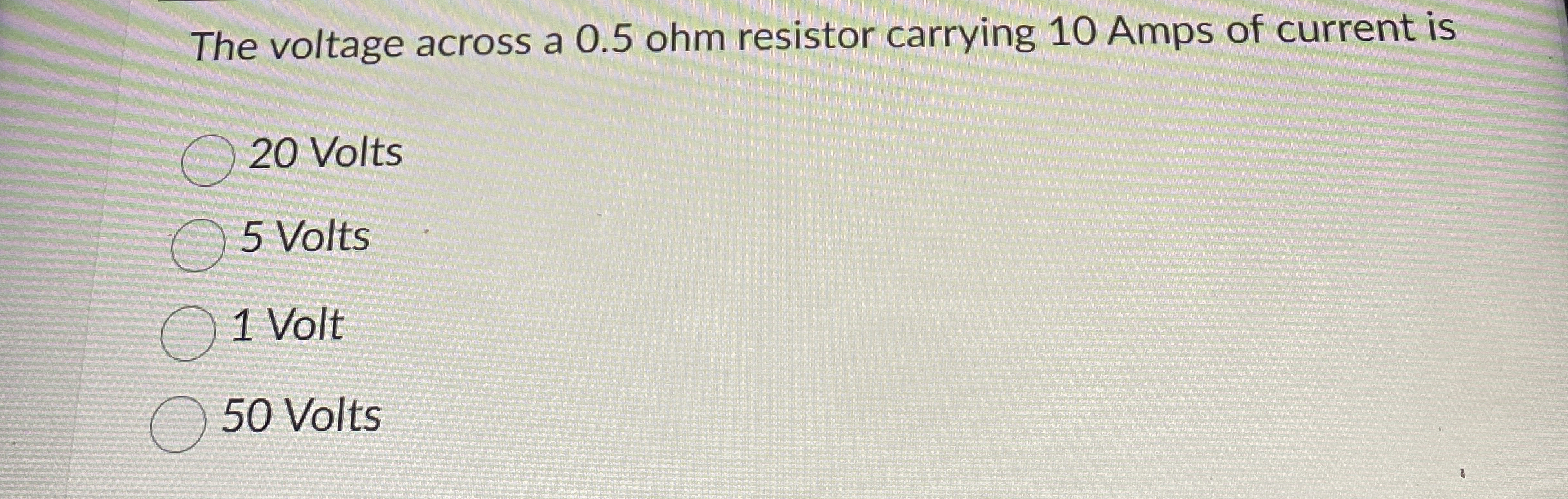 The voltage across a 0 . 5 ohm resistor carrying
