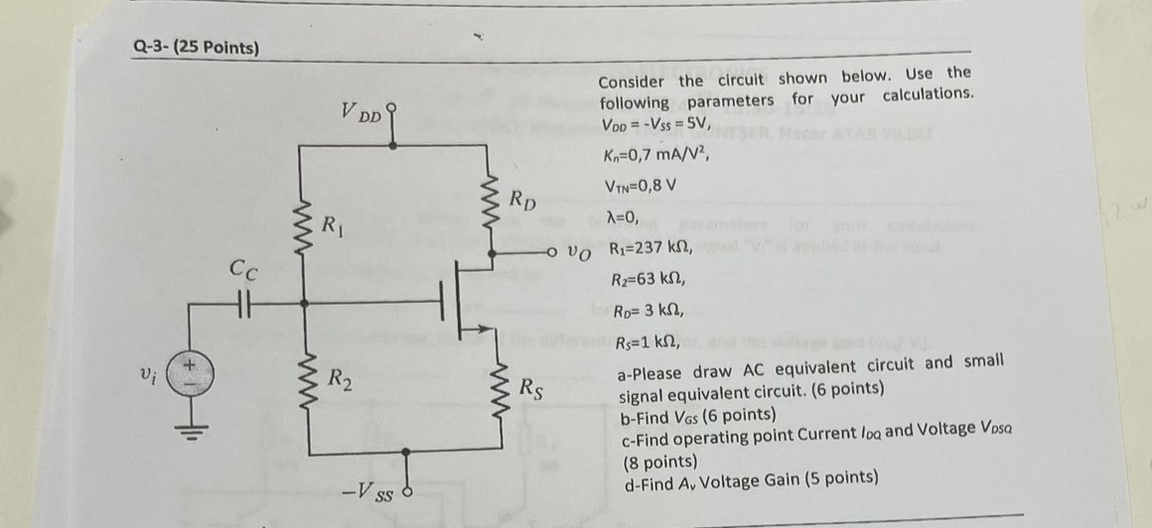 Q - 3 - ( 2 5 Points ) Consider the circuit shown