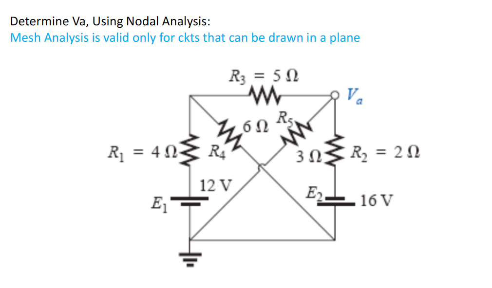 Determine Va , Using Nodal Analysis: Mesh