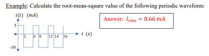 Example: Calculate the root - mean - square value