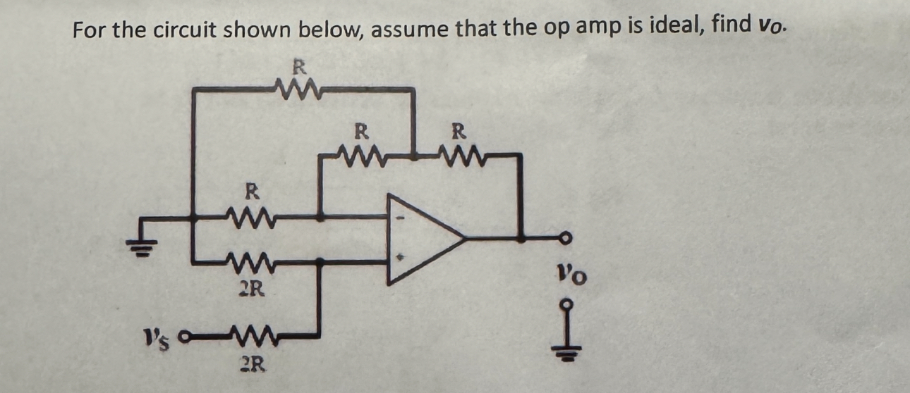 For the circuit shown below, assume that the op