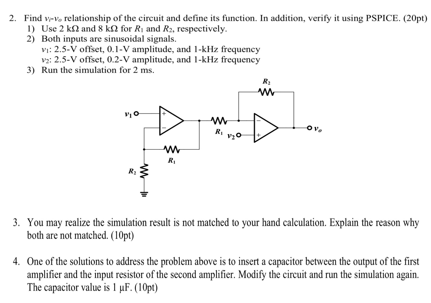 Find v i - v o relationship of the circuit and