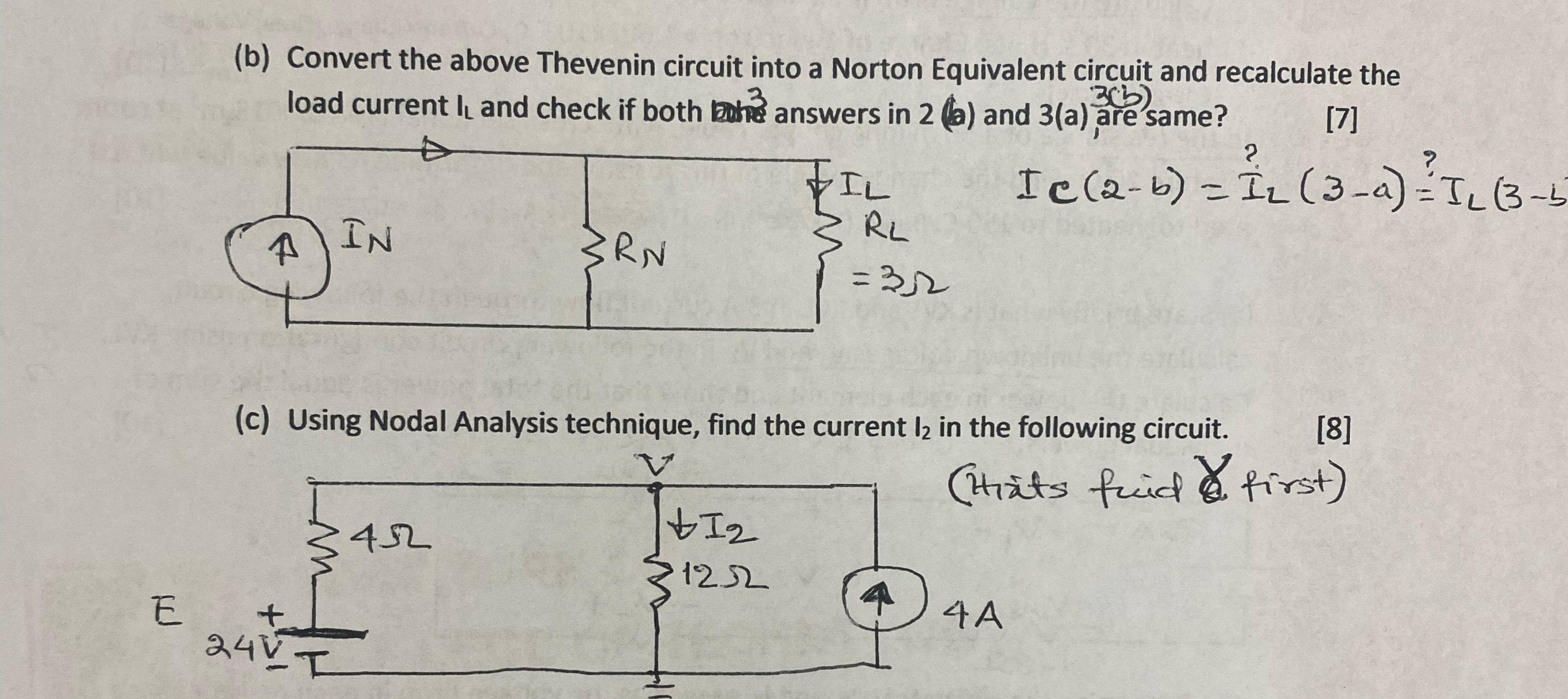 ( b ) Convert the above Thevenin circuit into a