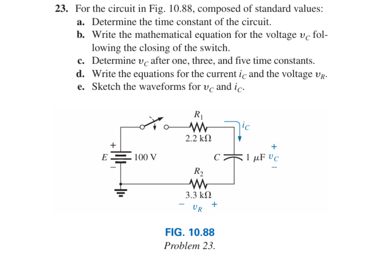 For the circuit in Fig. 1 0 . 8 8 , composed of