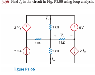 3 . 9 6 Find Current Io in the circuit in Fig. P