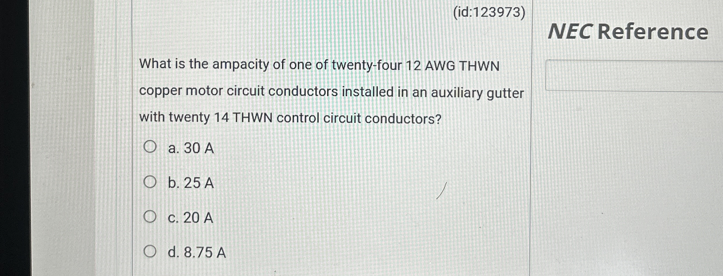 ( id: 1 2 3 9 7 3 ) What is the ampacity of one