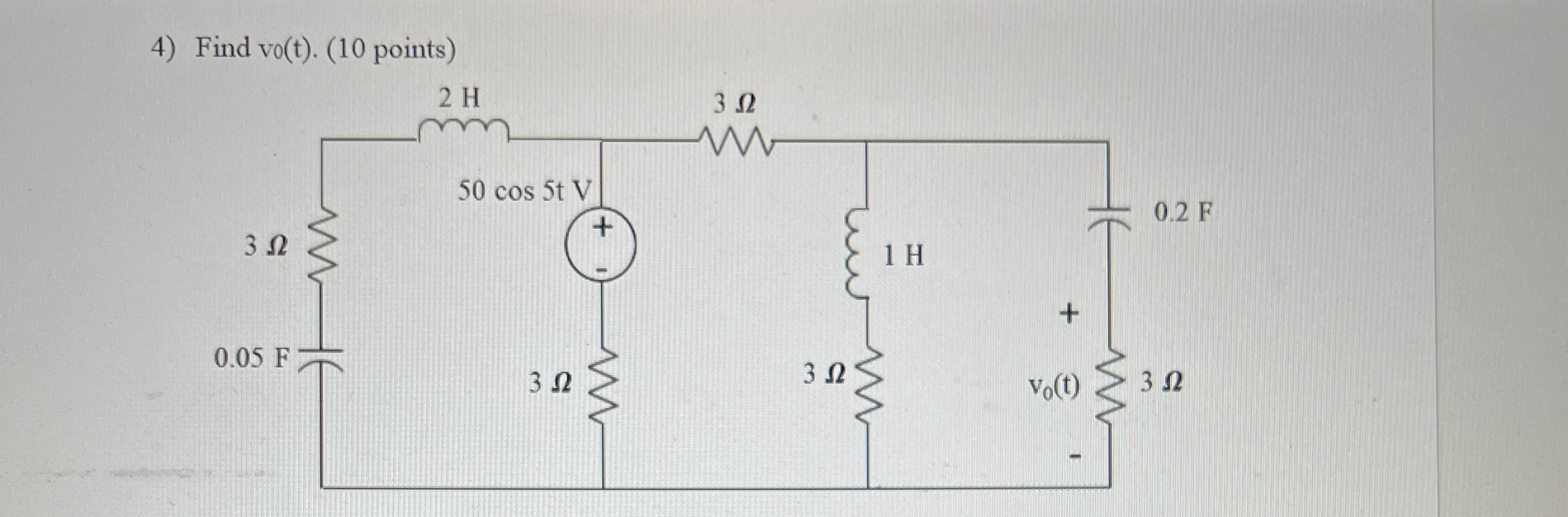 Find vo ( t ) . Show all work and drawings.