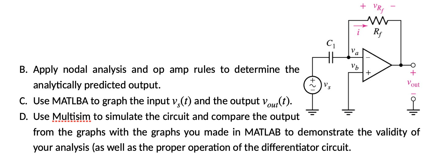B . Apply nodal analysis and op amp rules to