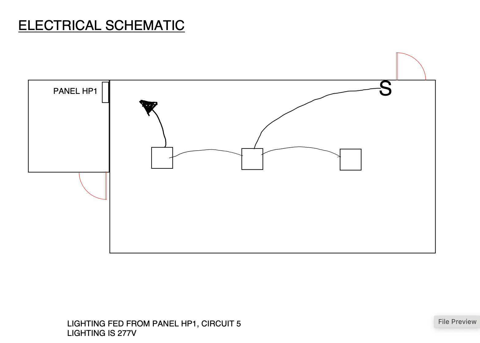 ELECTRICAL SCHEMATIC LIGHTING FED FROM PANEL HP 1