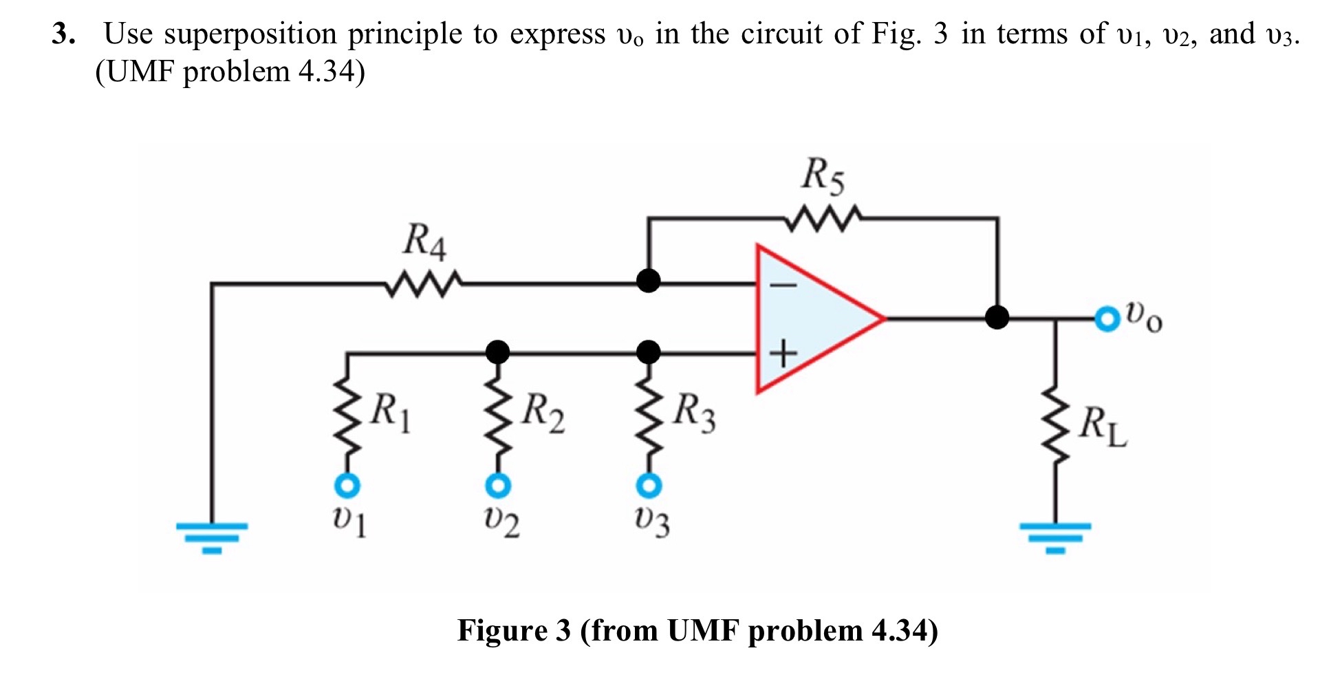 Use superposition principle to express v 0 in the