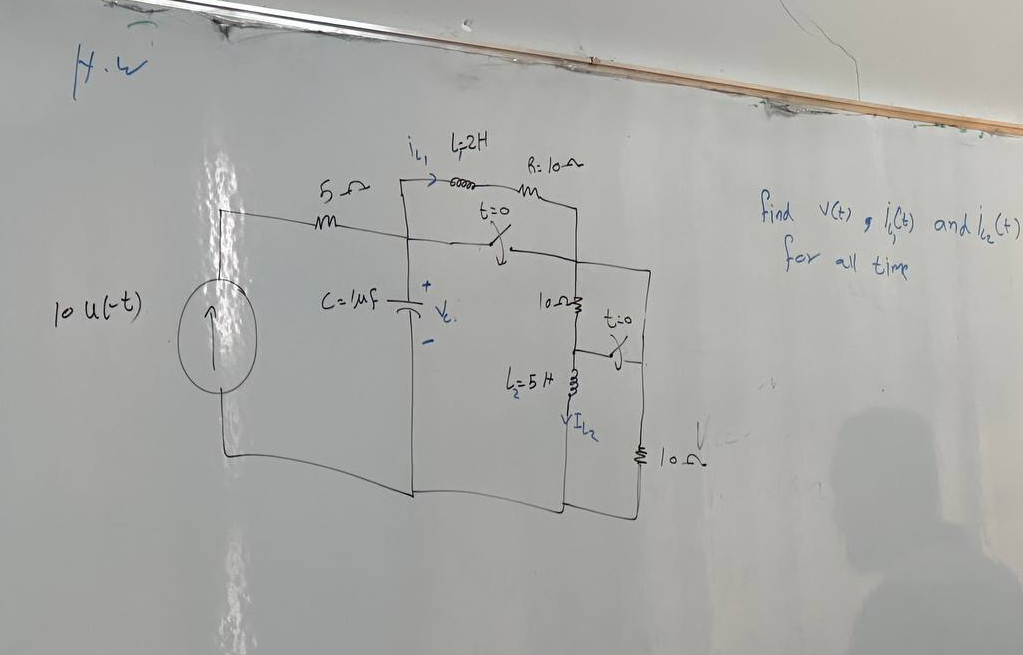 H . find v ( t ) , i l 1 ( t ) and i l 2 ( t )