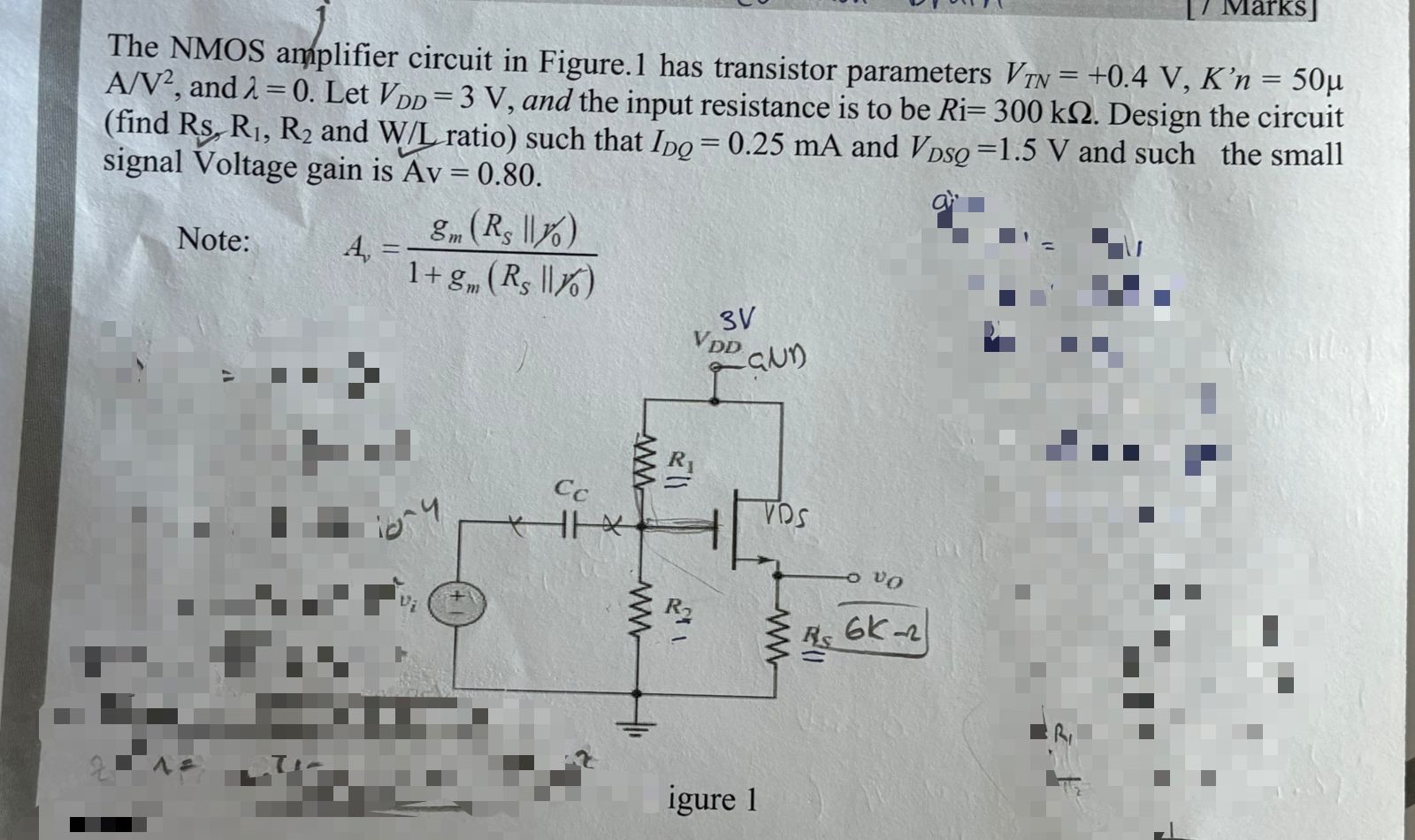The NMOS amplifier circuit in Figure. 1 has