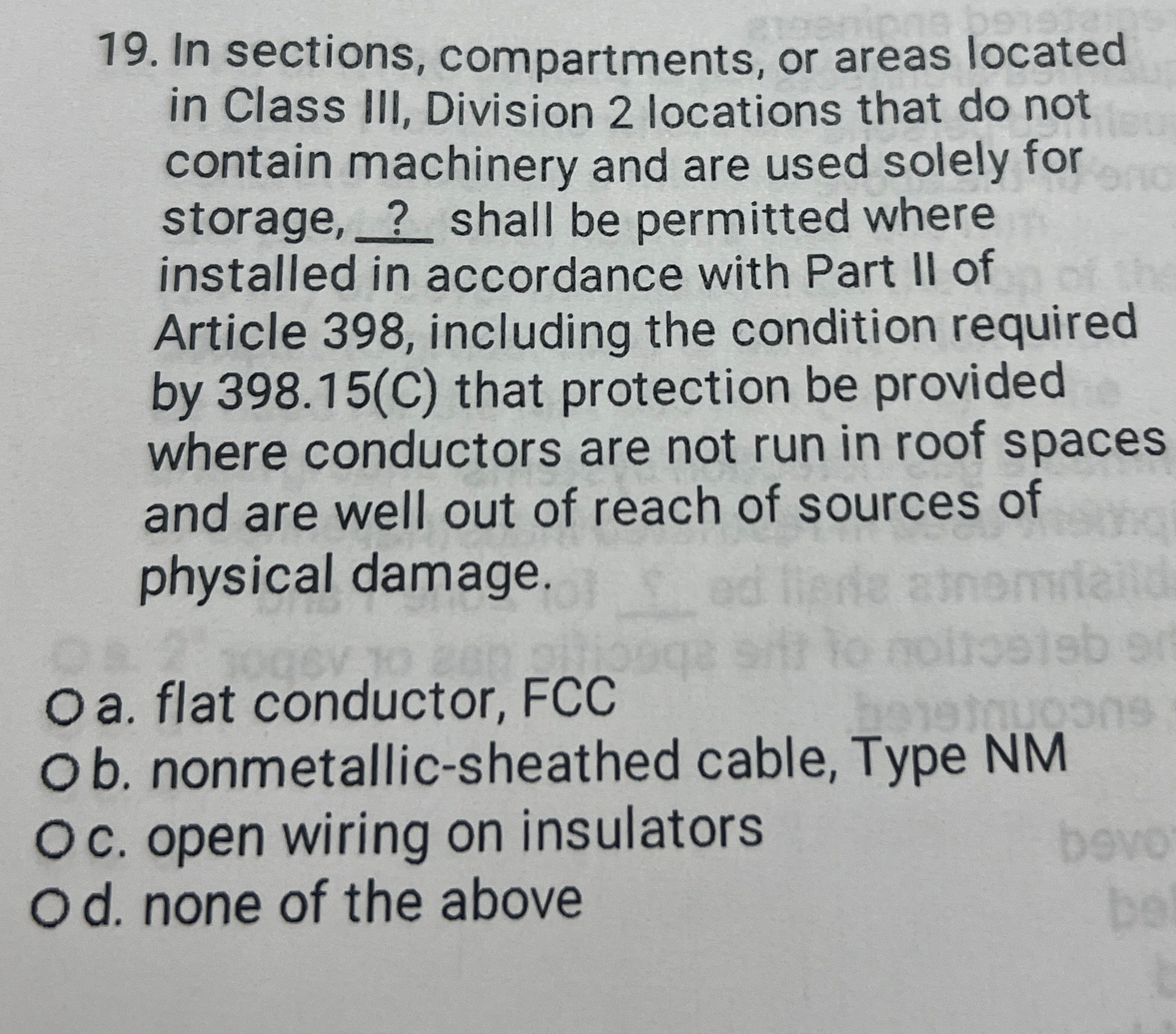 In sections, compartments, or areas located in