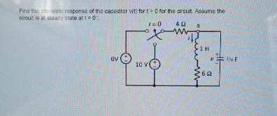 Find the completo response of the casecitor vit )