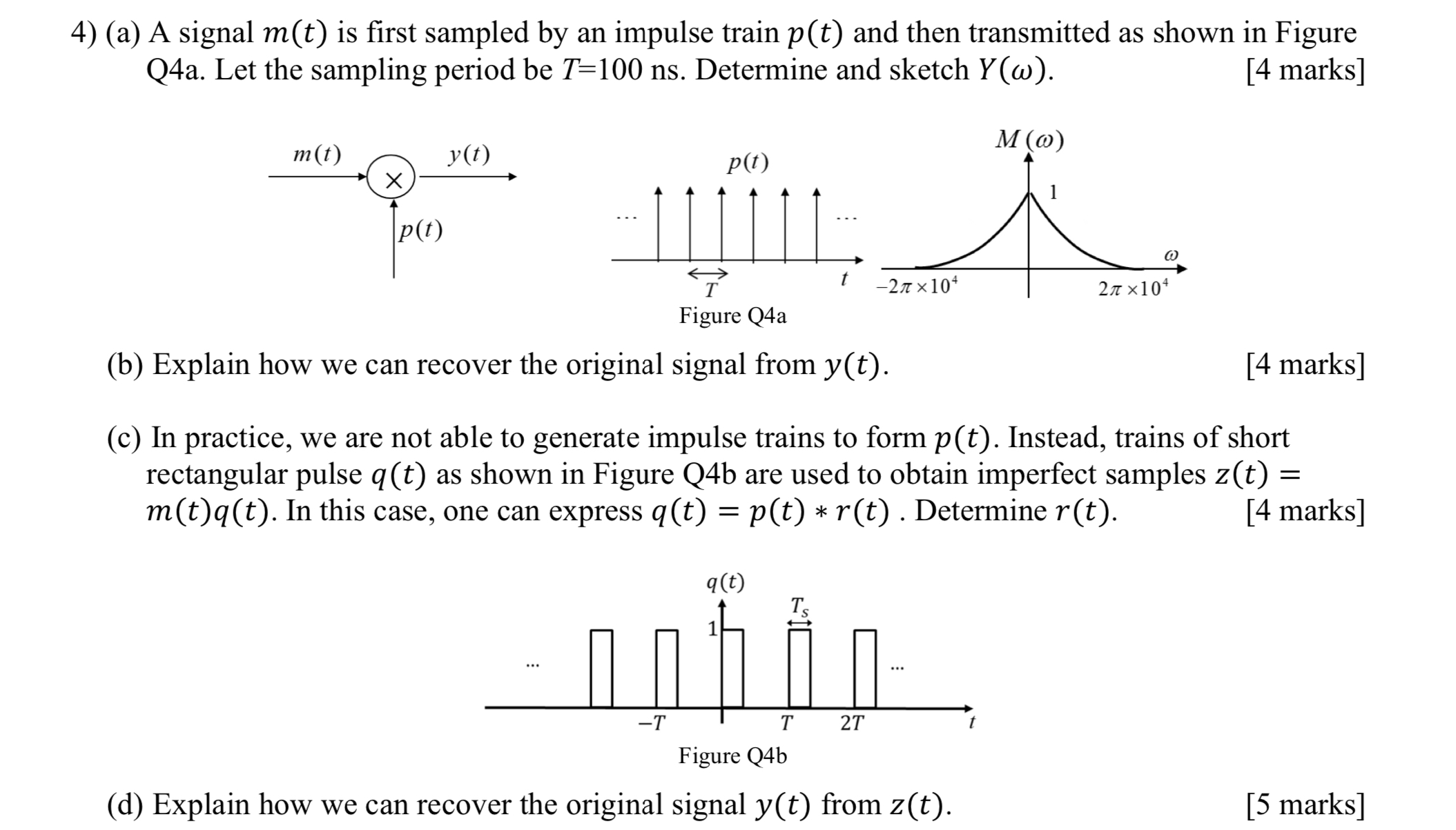 ( a ) A signal m ( t ) is first sampled by an