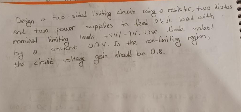 Design a two - sided limiting circuit using a