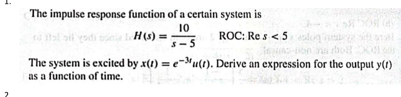 The impulse response function of a certain system