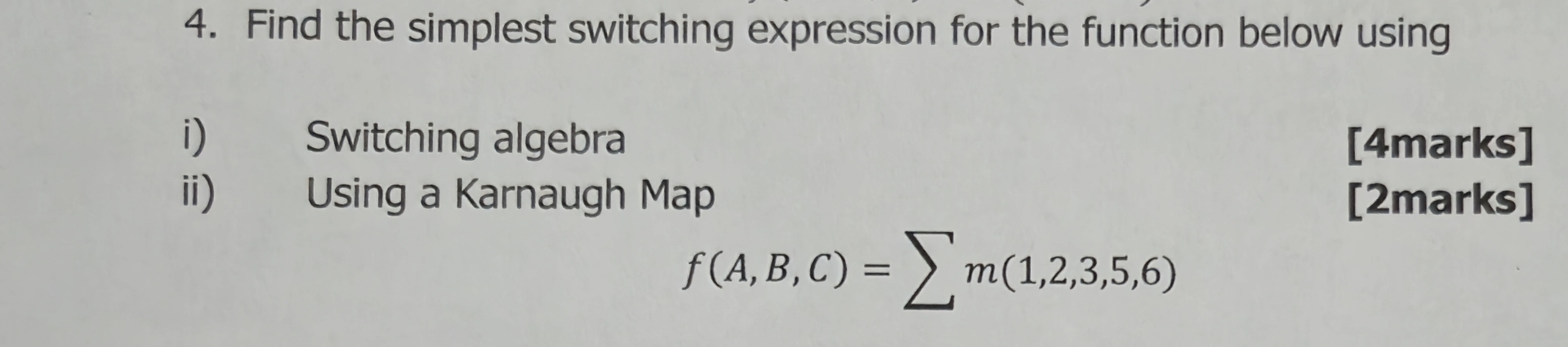 Find the simplest switching expression for the