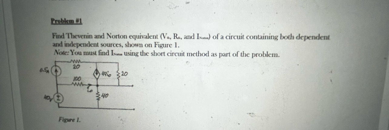 Problem H 1 Find Thevenin and Norton equivalent ,