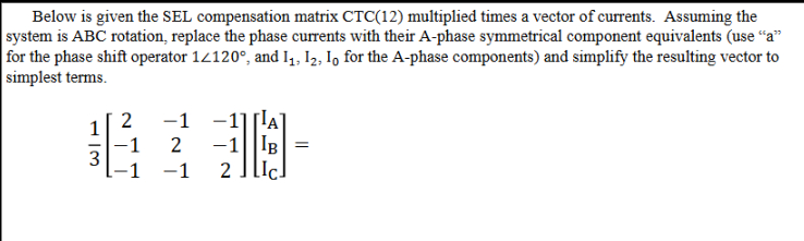 In the attached image the SEL compensation matrix