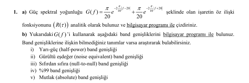 aG ( f ) = ( \ pi ) / ( 2 0 ) e ^ ( - 2 ( \ pi )