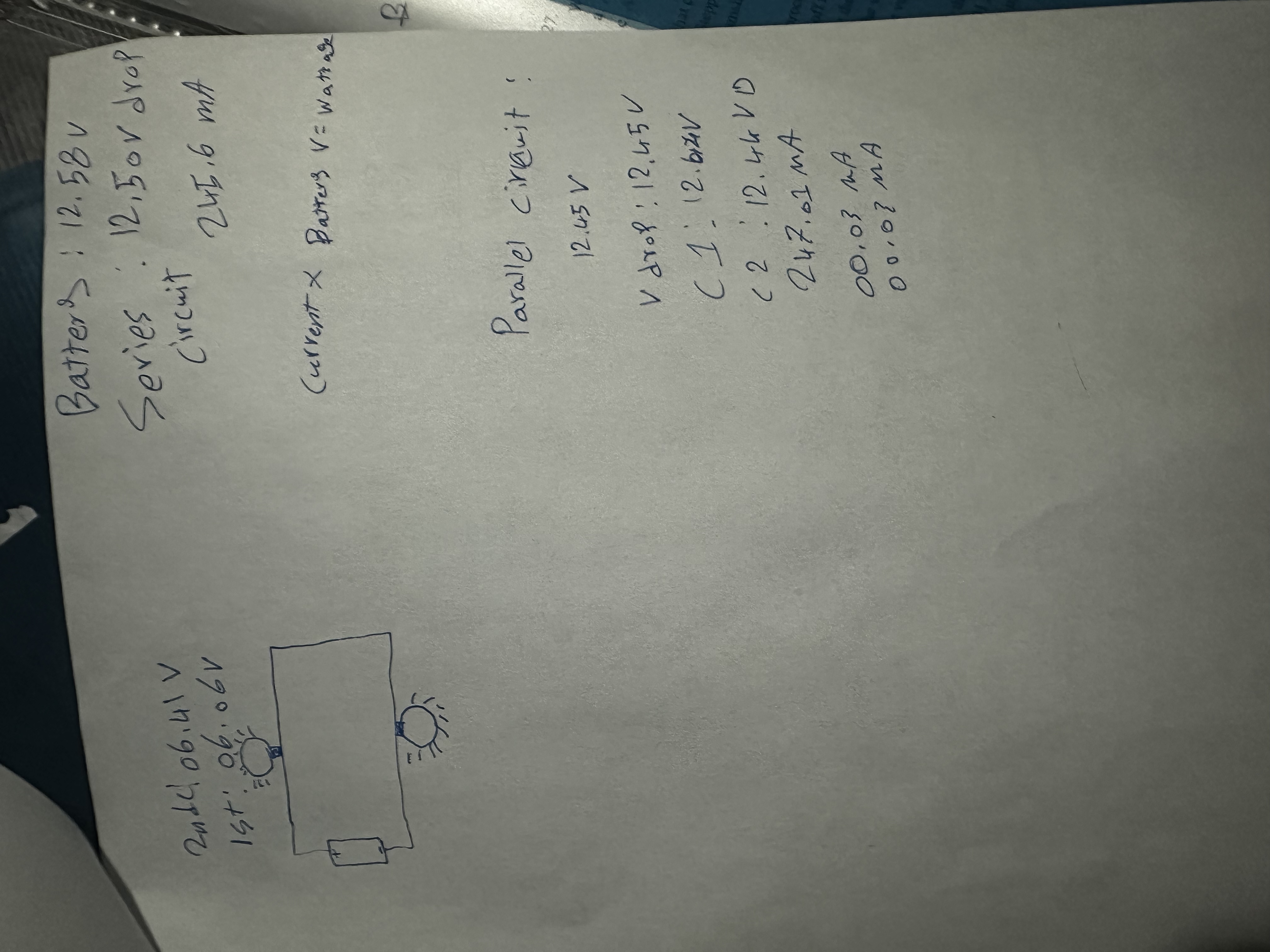 Batters: 1 2 . 5 8 V Series: 1 2 , 5 0 V drop