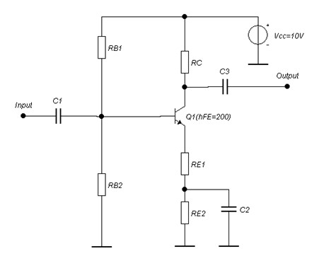 Design a CE amplifier with Voltage gain = - 1 0 ,