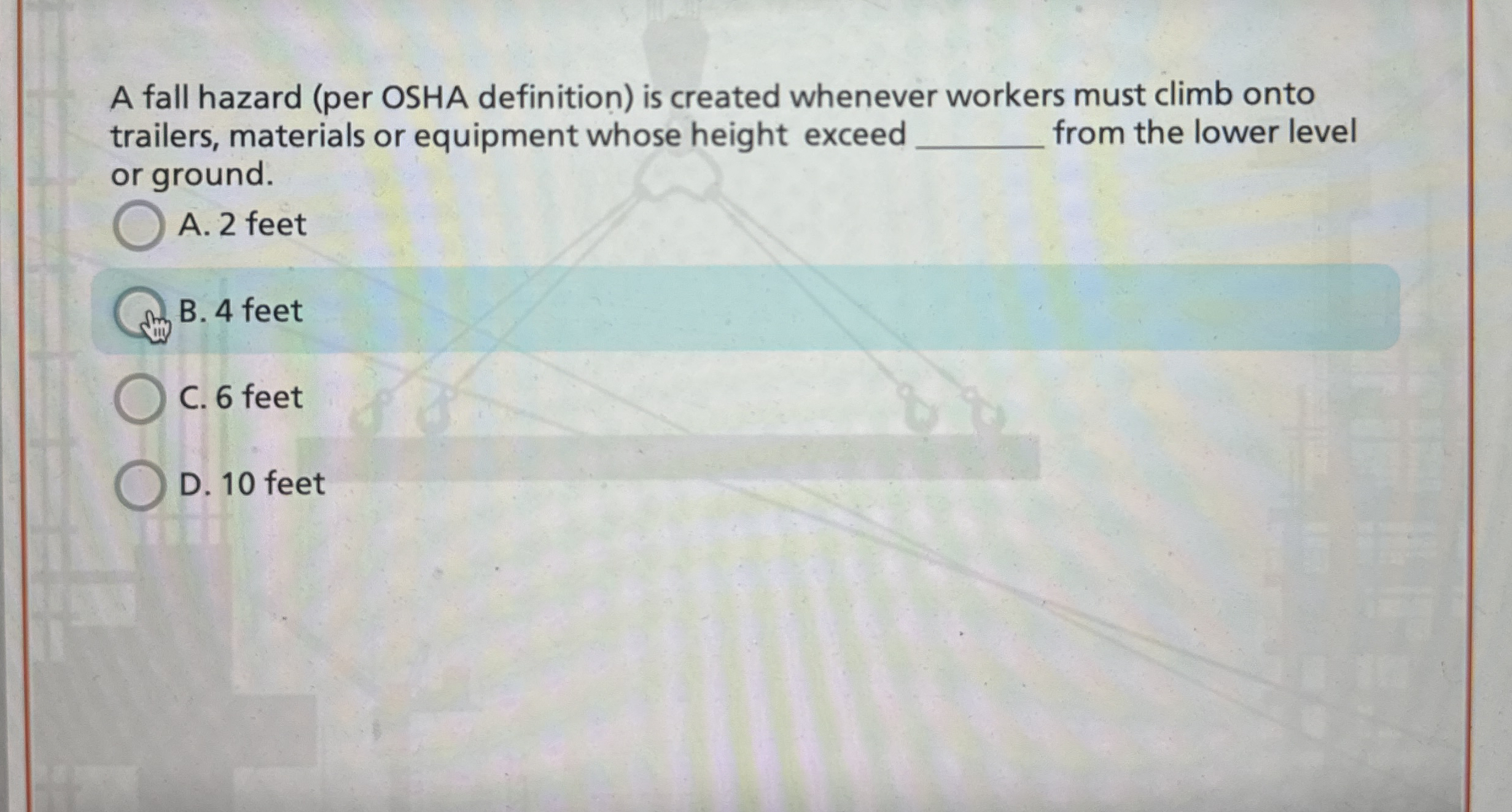 A fall hazard ( per OSHA definition ) is created